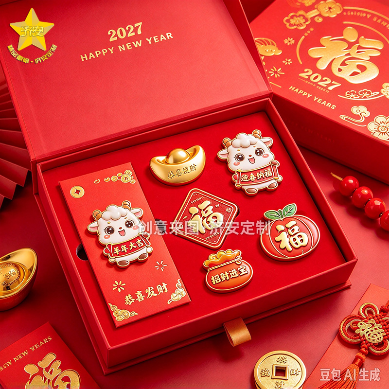 年底礼赠提前布局！2027羊年生肖文创冰箱贴礼盒定制伴手礼