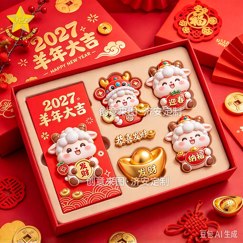 年底礼赠提前布局！2027羊年生肖文创冰箱贴礼盒定制伴手礼