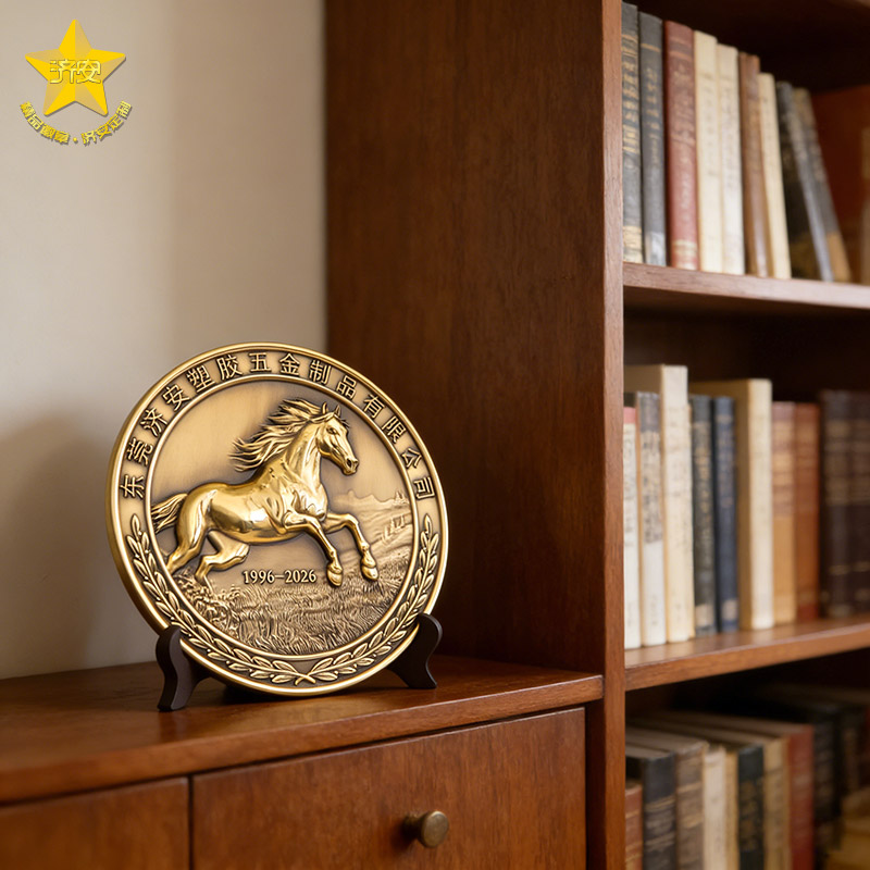 东莞济安30周年纯铜纪念奖盘荣耀登场!金属纪念盘圆盘定制厂家