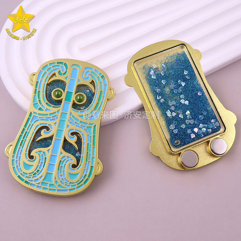 兽面纹铜牌饰流沙冰箱贴定制,博物馆文物文创周边旅游纪念品