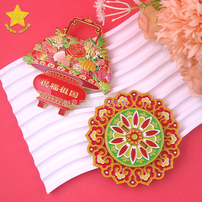 大花篮立体旋转冰箱贴金属摆件,组合冰箱贴节庆礼品定制厂家