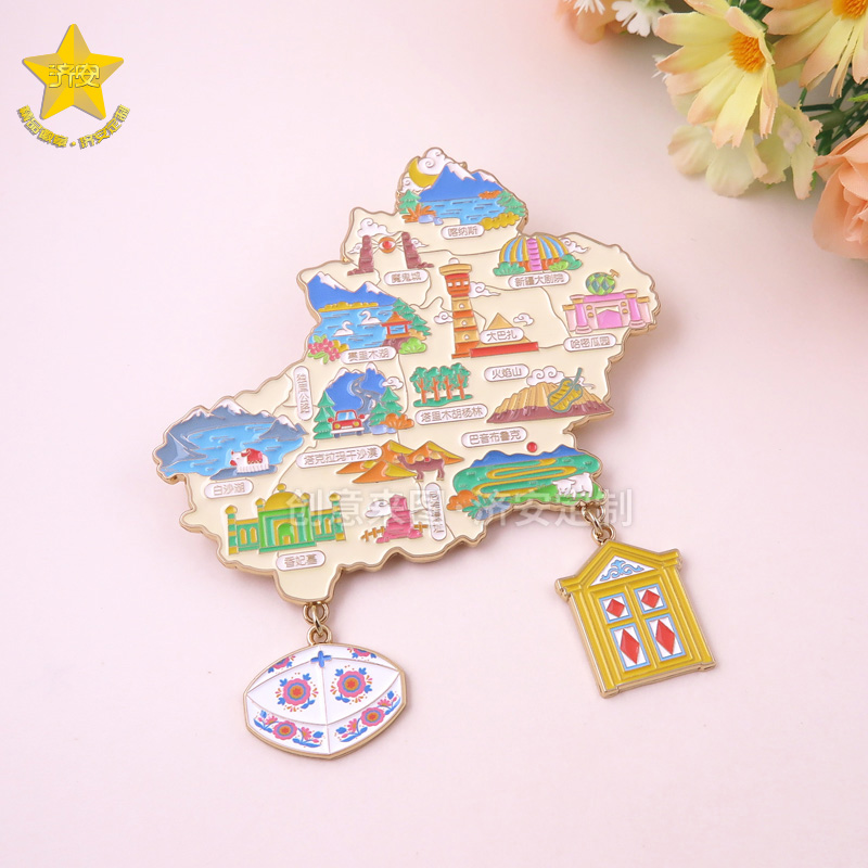 新疆地图旅游冰箱贴定制厂家，帮你把壮美边疆带回家