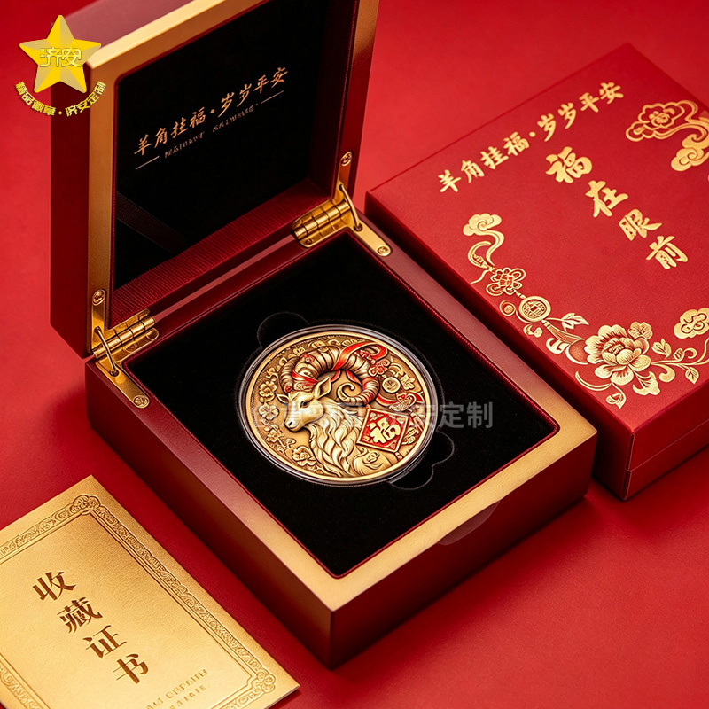 2027羊年纪念币定制生肖纪念章企业文创礼品