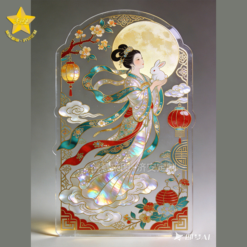 仿螺钿冰箱贴定制中秋礼物亚克力文创冰箱贴